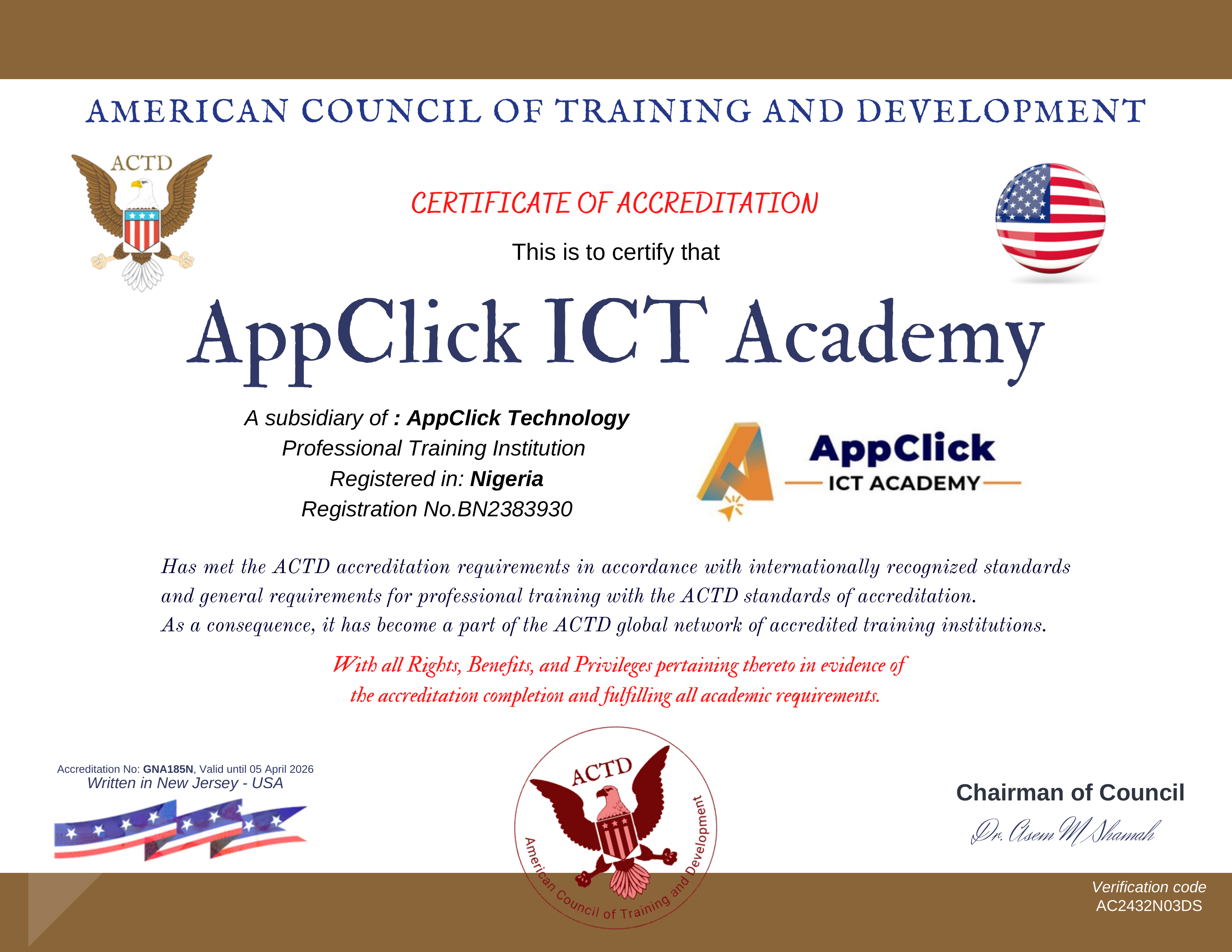 AMERICAN COUNCIL OF TRAINING AND DEVELOPMENT